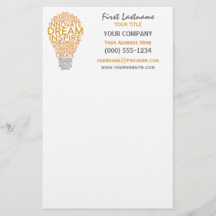 Inspirerend gloeilamp op maat briefpapier