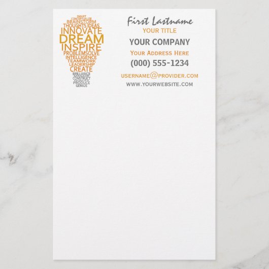 Inspirerend gloeilamp op maat briefpapier (Voorkant)