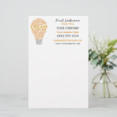 Inspirerend gloeilamp op maat briefpapier (Staand voorkant)