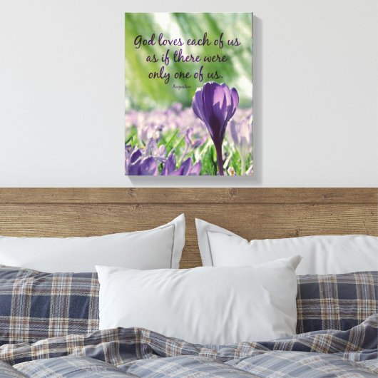 Inspirerend God houdt van elk van ons citaat Canvas Afdruk (Insitu (Slaapkamer))