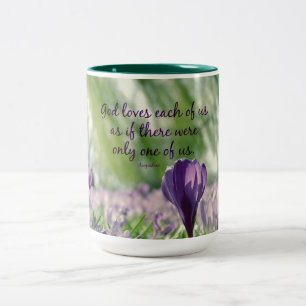 Inspirerend God houdt van elk van ons citaat Tweekleurige Koffiemok