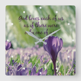 Inspirerend God houdt van elk van ons citaat Vierkante Klok