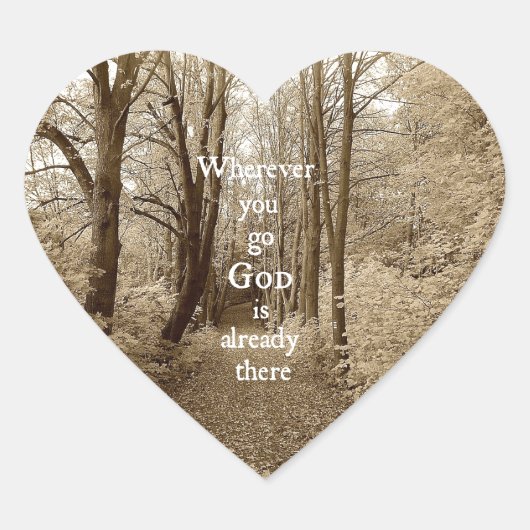 Inspirerend God is er al Christelijk Citaat Hart Sticker (Voorkant)