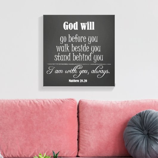 Inspirerend God Quote; Go, Walk en Stand Canvas Afdruk (Insitu (Woonkamer))