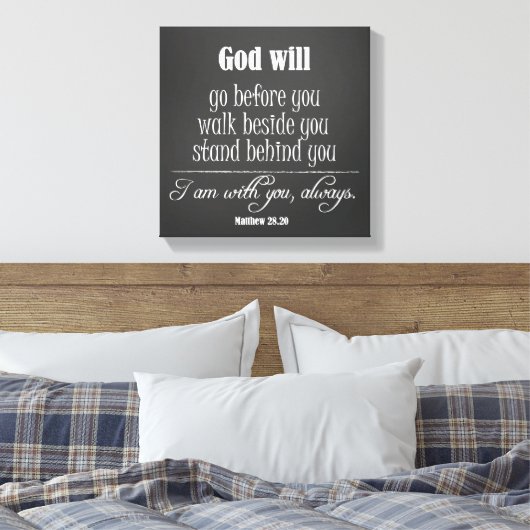 Inspirerend God Quote; Go, Walk en Stand Canvas Afdruk (Insitu (Slaapkamer))