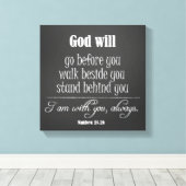 Inspirerend God Quote; Go, Walk en Stand Canvas Afdruk (Insitu (Houten vloer))