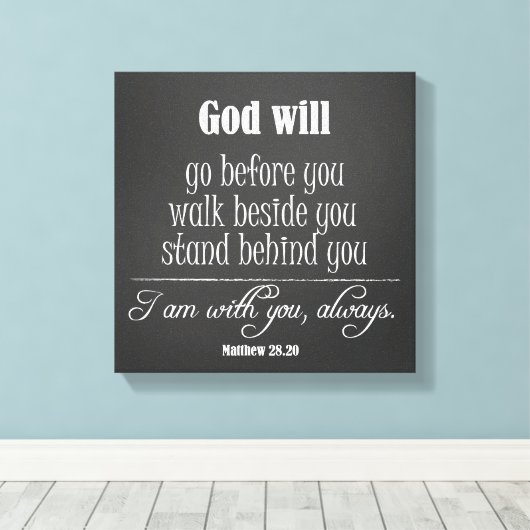 Inspirerend God Quote; Go, Walk en Stand Canvas Afdruk (Insitu (Houten vloer))