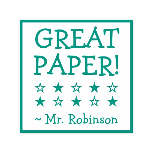 Inspirerend "GOED WERK!" + Aangepaste naam docent Zelfinktende Stempel (Design)