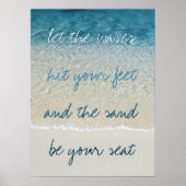 Inspirerend golven van het Surf Turquoise Blue Oce Poster (Voorkant)