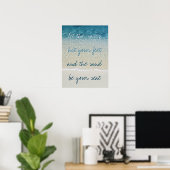 Inspirerend golven van het Surf Turquoise Blue Oce Poster (Thuiskantoor)