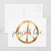 Inspirerend Goud Vredesteken Hart Briefkaart (Voorkant / Achterkant)