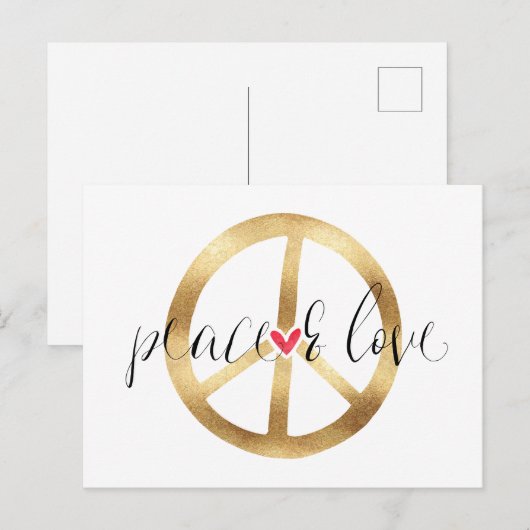 Inspirerend Goud Vredesteken Hart Briefkaart (Voorkant / Achterkant)