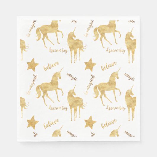Inspirerend gouden eenhoorns servet (Voorkant)