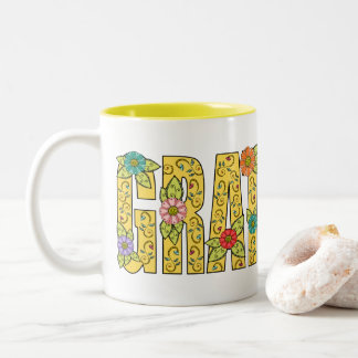 Inspirerend Gratitude Colorful Floral Typografie Tweekleurige Koffiemok