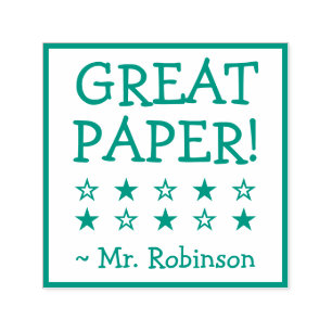 Inspirerend "GREAT PAPER!" + Aangepaste naam S Zelfinktende Stempel