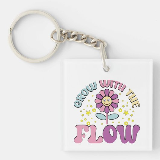 Inspirerend groeien met de Flow Wordart Sleutelhan Sleutelhanger (voorkant)