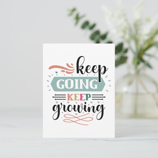 Inspirerend groeiende Going Word Art Briefkaart (Staand voorkant)