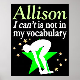 INSPIREREND GROEN GEPERSONALISEERD ZWEMMER POSTER