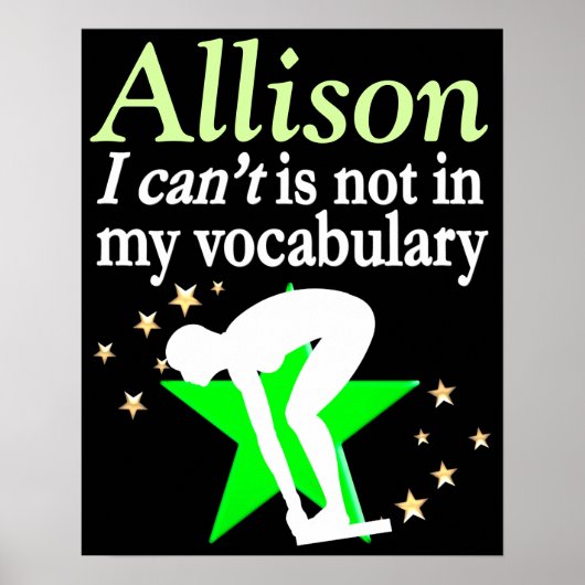 INSPIREREND GROEN GEPERSONALISEERD ZWEMMER POSTER (Voorkant)