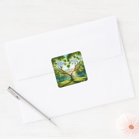 Inspirerend groen vierkante sticker (Envelop)