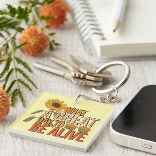Inspirerend Grote Dag Wordart Key Sleutelhanger (Voorkant Rechts)