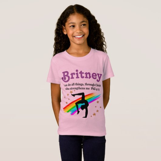 INSPIREREND GYMNAST BIJBELVERS GEPERSONALISEERD T- T-SHIRT (Voorkant volledig)