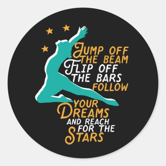 Inspirerend gymnastiek Quote Gymnast Girl Ronde Sticker (Voorkant)