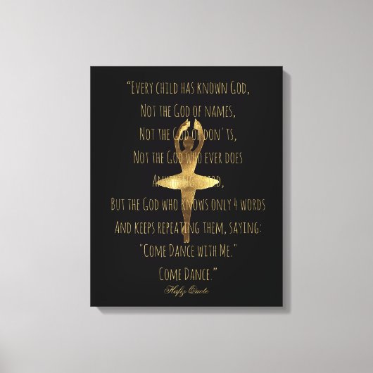 Inspirerend Hafiz Dance Quote Gold Ballet Dancer Canvas Afdruk (Voorkant)