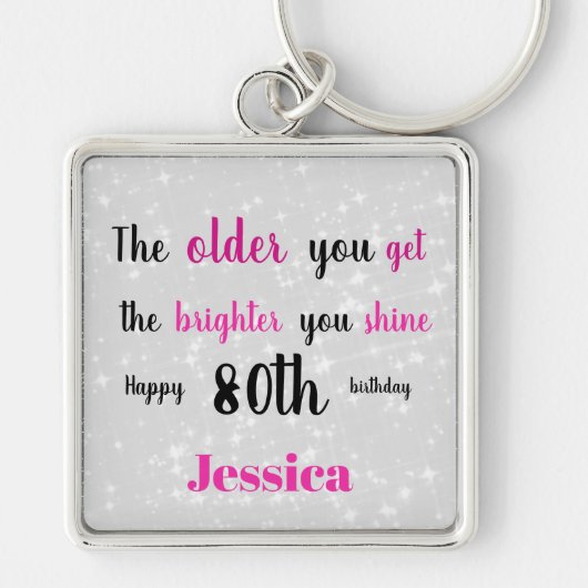 Inspirerend Happy 80th Birthday Sleutelhanger (Voorkant)