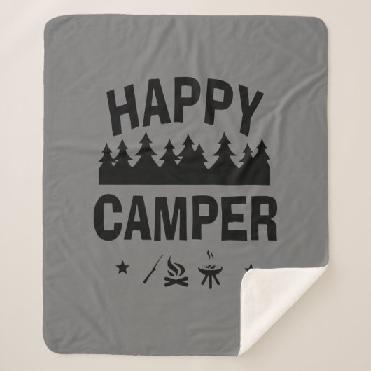 Inspirerend Happy Camper Camping Quote Fun Sherpa Deken (Voorkant)