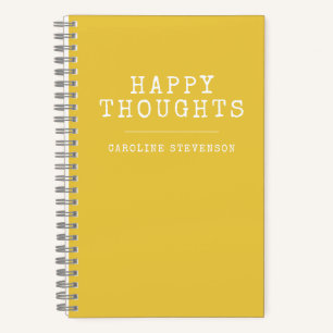 Inspirerend Happy Quote in Gele Aangepaste Naam Notitieboek