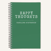 Inspirerend Happy Quote in Groen Gepersonaliseerd Notitieboek (Voorkant)