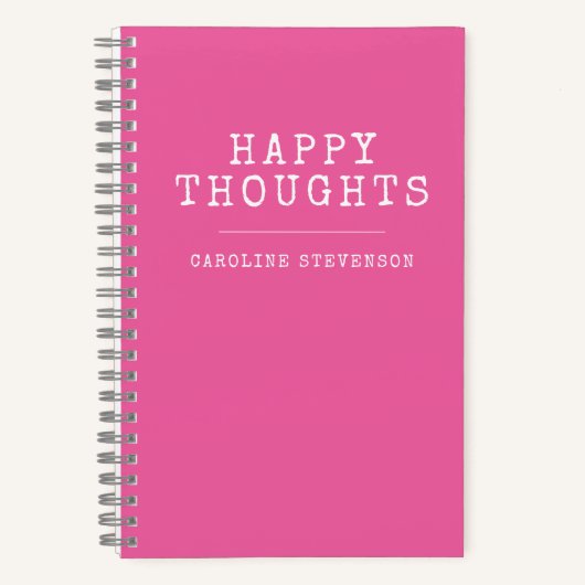 Inspirerend Happy Quote roze gepersonaliseerde naa Notitieboek (Voorkant)