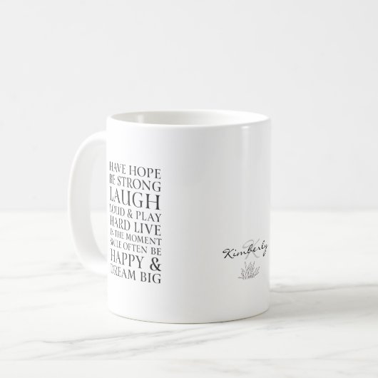 Inspirerend heeft Hope Black & White Quote Koffiemok (Voorkant links)