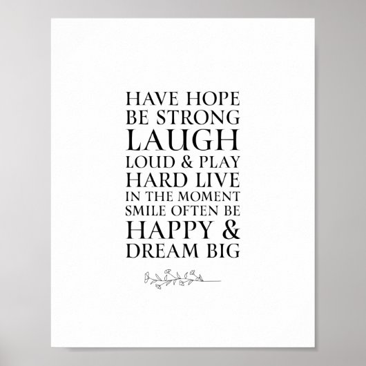 Inspirerend heeft Hope Black & White Quote Poster (Voorkant)