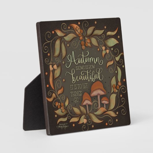 Inspirerend herfstquote champignonbladeren fotoplaat (Voorkant)