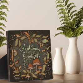 Inspirerend herfstquote champignonbladeren fotoplaat
