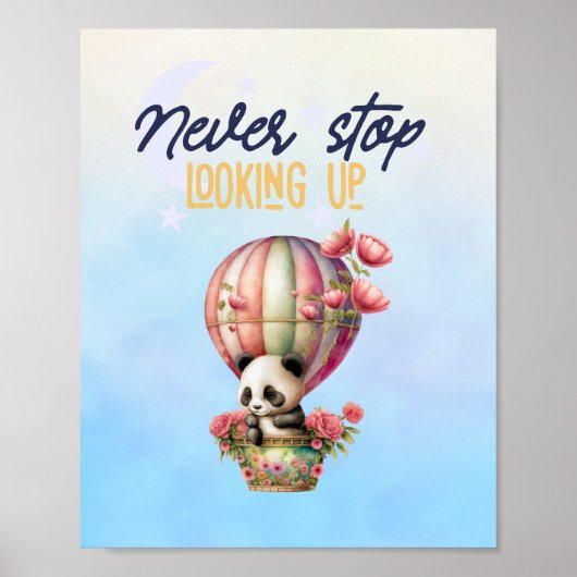 inspirerend heteluchtballon - panda - poster (Voorkant)