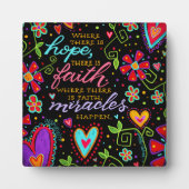 Inspirerend Hoop Geloof Wonderen Zwart Fotoplaat (Voorkant)