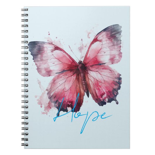 Inspirerend hoop roze vlinder notitieboek (Voorkant)