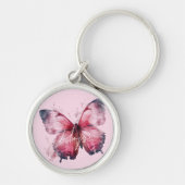 Inspirerend hoop roze vlinder sleutelhanger (Voorkant)