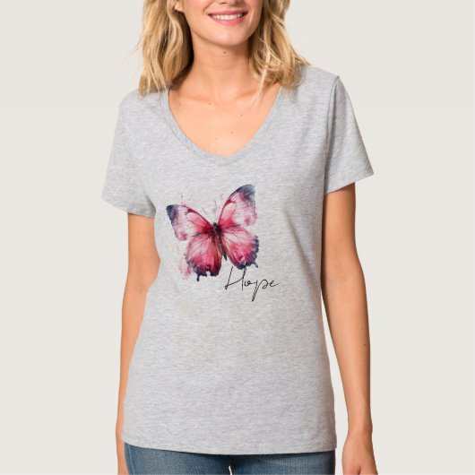 Inspirerend hoop roze vlinder t-shirt (Voorkant)