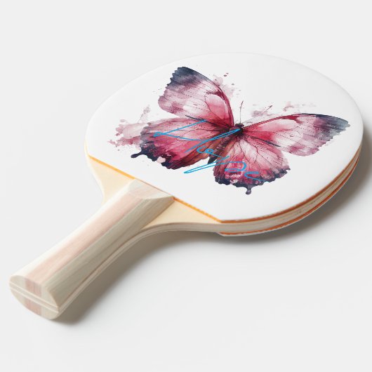 Inspirerend hoop roze vlinder tafeltennisbatje (Voorkant Gekanteld)