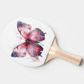 Inspirerend hoop roze vlinder tafeltennisbatje (Zijkant)