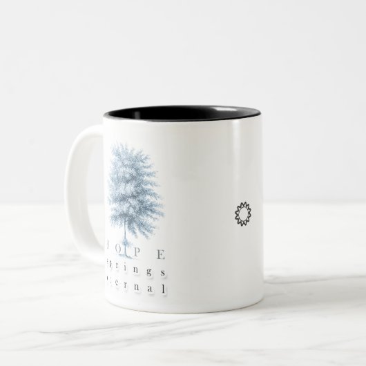Inspirerend Hope Springs Eternal  Tree Tweekleurige Koffiemok (Voorkant links)