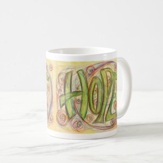 Inspirerend Hope Word Art Coffee Mugs Koffiemok (Voorkant rechts)