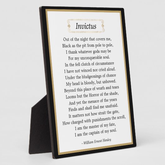 Inspirerend Invictus Poem Tabletop Fotoplaat (Zijkant)