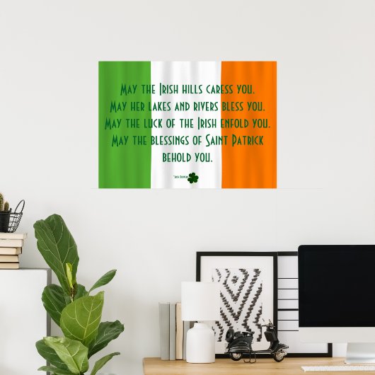 Inspirerend Irish Blessing Flag Shamrock Patrick Poster (Thuiskantoor)