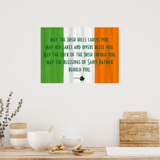 Inspirerend Irish Blessing Flag Shamrock Patrick Poster (Keuken)