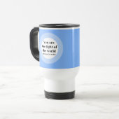 Inspirerend Je bent het licht van de Wereld Blauw Reisbeker (Voorkant links)